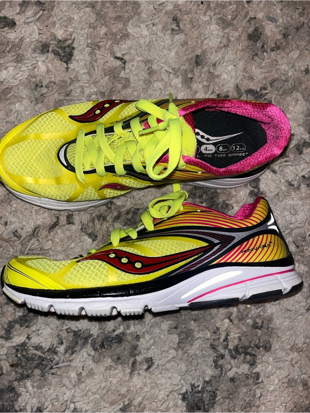 Saucony Neon Yellow and Pink Women's Athletic Running Shoes